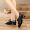 Dance Shoes | Women’s Practice Shoes Chunky Heel Block Heel Leather Indoor Solid Color Dance Shoes Black – Womens