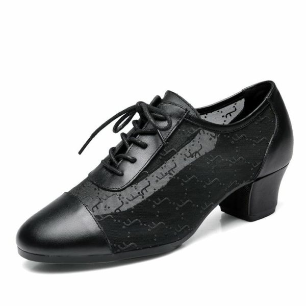 Dance Shoes | Women’s Practice Shoes Lace-up Microfiber Leather Dance Shoes Black – Womens