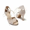 Dance Shoes | Women’s Rhinestone Flare Heel Satin Indoor Solid Color Dance Shoes Brown – Womens