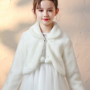 Flower Girl Accessories | Flower Girl Accessories Faux Fur Wraps With Bow Ivory – Womens