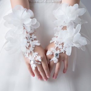 Flower Girl Accessories | Flower Girl Accessories Polyester Wrist Length Glove With Applique/Crystal/Flower/Lace Ivory – Womens