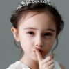 Flower Girl Accessories | Flower Girl Alloy Tiaras With Rhinestones (Sold in a single piece) Silver – Womens