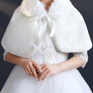 Flower Girl Accessories | Flower Girl Faux Fur Wraps With Bow White – Womens