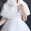 Flower Girl Accessories | Flower Girl Faux Fur Wraps With Bow White – Womens