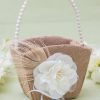 Flower Girl Accessories | Flower Girl Linen/Plastic Flower Basket With Applique/Beading/Feather As Picture – Womens