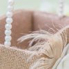 Flower Girl Accessories | Flower Girl Linen/Plastic Flower Basket With Applique/Beading/Feather As Picture – Womens