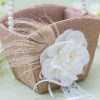 Flower Girl Accessories | Flower Girl Linen/Plastic Flower Basket With Applique/Beading/Feather As Picture – Womens