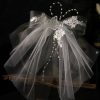 Flower Girl Accessories | Flower Girl Plastic/Tulle Veils With Applique/Imitation Pearls/Lace (Sold in a single piece) White – Womens