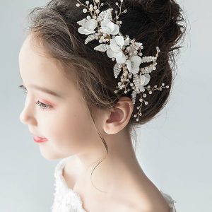 Flower Girl Accessories | Flower Girl Polyester/Alloy/Chiffon Tiaras/Headpieces With Lace/Imitation Pearls/Sequin (Sold in a single piece) Gold – Womens