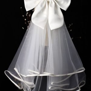 Flower Girl Accessories | Flower Girl Polyester/Tulle Veils With Ribbons (Sold in a single piece) White – Womens