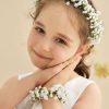 Flower Girl Accessories | Flower Girl PU/Plastic Flower Headband/Tiaras/Wristband/Headpieces With Flower/Ribbons (Set of 2 pieces) As Picture – Womens