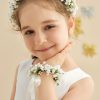 Flower Girl Accessories | Flower Girl PU/Plastic Flower Headband/Tiaras/Wristband/Headpieces With Flower/Ribbons (Set of 2 pieces) As Picture – Womens