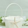 Flower Girl Accessories | Flower Girl Satin/Plastic Flower Basket With Imitation Pearls/Sequin/Starfish White – Womens