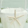 Flower Girl Accessories | Flower Girl Satin/Plastic Flower Basket With Imitation Pearls/Sequin/Starfish White – Womens