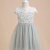 Flower Girl Dresses | A-line Boat Neck Knee-Length Lace/Tulle Flower Girl Dress As Picture – Girls