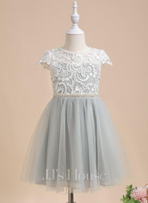 Flower Girl Dresses | A-line Boat Neck Knee-Length Lace/Tulle Flower Girl Dress As Picture – Girls