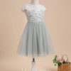 Flower Girl Dresses | A-line Boat Neck Knee-Length Lace/Tulle Flower Girl Dress As Picture – Girls