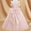 Flower Girl Dresses | A-line Cold Shoulder Tea-Length Tulle Flower Girl Dress Blushing Pink – Girls