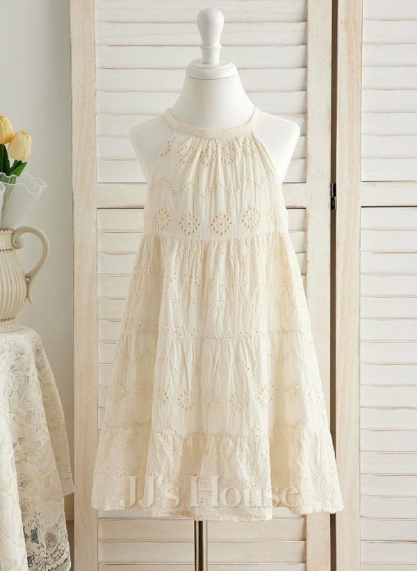 Flower Girl Dresses | A-line Halter Knee-Length 100% Cotton Flower Girl Dress As Picture – Girls