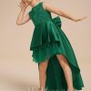 Flower Girl Dresses | A-line Scoop Asymmetrical Lace/Satin Flower Girl Dress Dark Green – Girls