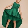 Flower Girl Dresses | A-line Scoop Asymmetrical Lace/Satin Flower Girl Dress Dark Green – Girls