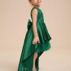 Flower Girl Dresses | A-line Scoop Asymmetrical Lace/Satin Flower Girl Dress Dark Green – Girls