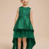 Flower Girl Dresses | A-line Scoop Asymmetrical Lace/Satin Flower Girl Dress Dark Green – Girls