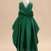 Flower Girl Dresses | A-line Scoop Asymmetrical Lace/Satin Flower Girl Dress Dark Green – Girls