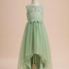 Flower Girl Dresses | A-line Scoop Asymmetrical Lace/Tulle Flower Girl Dress Celadon – Girls