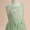 Flower Girl Dresses | A-line Scoop Asymmetrical Lace/Tulle Flower Girl Dress Celadon – Girls