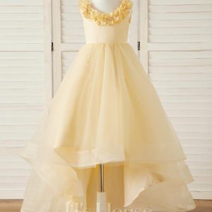 Flower Girl Dresses | A-line Scoop Asymmetrical Tulle Flower Girl Dress As Picture – Girls