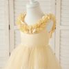 Flower Girl Dresses | A-line Scoop Asymmetrical Tulle Flower Girl Dress As Picture – Girls