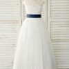 Flower Girl Dresses | A-line Scoop Floor-Length Lace/Satin/Tulle Flower Girl Dress Ivory – Girls