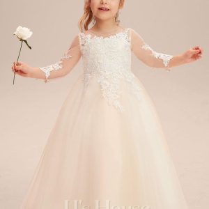 Flower Girl Dresses | A-line Scoop Floor-Length Lace/Tulle Flower Girl Dress As Picture – Girls