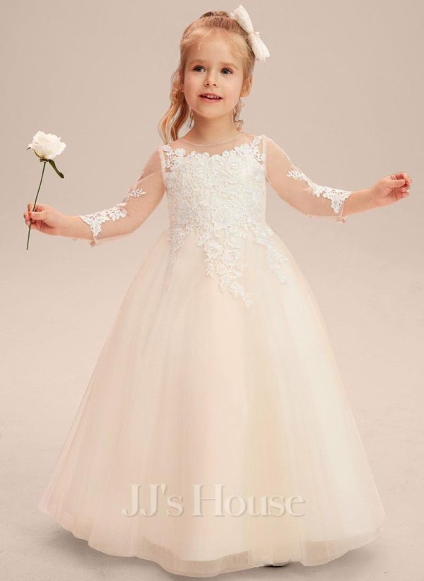 Flower Girl Dresses | A-line Scoop Floor-Length Lace/Tulle Flower Girl Dress As Picture – Girls