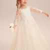 Flower Girl Dresses | A-line Scoop Floor-Length Lace/Tulle Flower Girl Dress As Picture – Girls