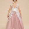 Flower Girl Dresses | A-line Scoop Floor-Length Lace/Tulle Flower Girl Dress Dusty Rose – Girls