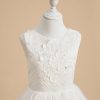 Flower Girl Dresses | A-line Scoop Floor-Length Lace/Tulle Flower Girl Dress Ivory – Girls