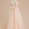 Flower Girl Dresses | A-line Scoop Floor-Length Satin/Tulle Flower Girl Dress As Picture – Girls