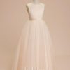 Flower Girl Dresses | A-line Scoop Floor-Length Satin/Tulle Flower Girl Dress As Picture – Girls