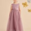 Flower Girl Dresses | A-line Scoop Floor-Length Satin/Tulle Flower Girl Dress As Picture – Girls