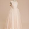 Flower Girl Dresses | A-line Scoop Floor-Length Satin/Tulle Flower Girl Dress As Picture – Girls