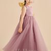 Flower Girl Dresses | A-line Scoop Floor-Length Satin/Tulle Flower Girl Dress As Picture – Girls