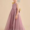 Flower Girl Dresses | A-line Scoop Floor-Length Satin/Tulle Flower Girl Dress As Picture – Girls