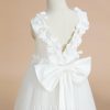 Flower Girl Dresses | A-line Scoop Floor-Length Satin/Tulle Flower Girl Dress Ivory – Girls