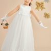 Flower Girl Dresses | A-line Scoop Floor-Length Satin/Tulle Flower Girl Dress Ivory – Girls