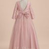 Flower Girl Dresses | A-line Scoop Floor-Length Tulle Flower Girl Dress Dusty Rose – Girls