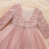 Flower Girl Dresses | A-line Scoop Floor-Length Tulle Flower Girl Dress Dusty Rose – Girls