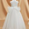 Flower Girl Dresses | A-line Scoop Floor-Length Tulle Flower Girl Dress Ivory – Girls