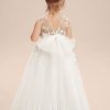 Flower Girl Dresses | A-line Scoop Floor-Length Tulle Flower Girl Dress Ivory – Girls